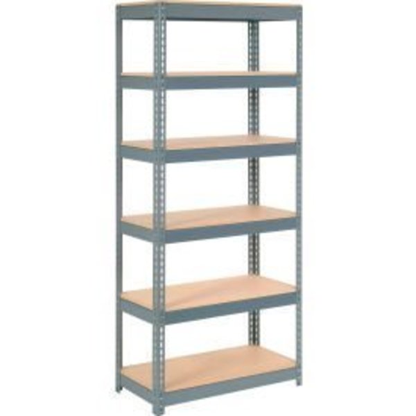Global Equipment Extra Heavy Duty Shelving 36"W x 18"D x 84"H With 6 Shelves, Wood Deck, Gry 717326